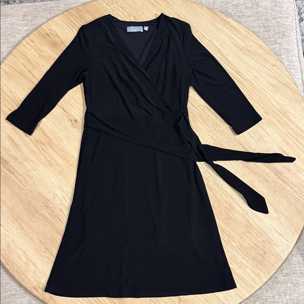 Chic Black Wrap Long Sleeve Dress